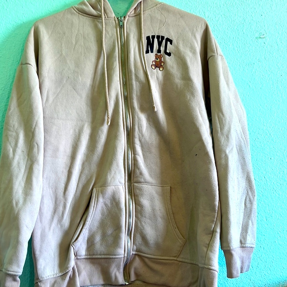 Faded rose Nyc zip up hoodie